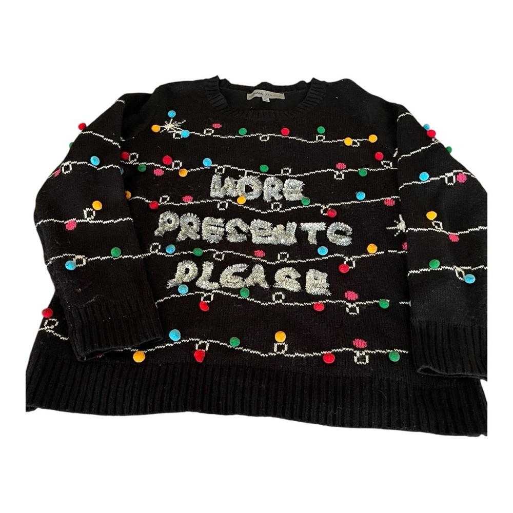 Absolutely Famous‎ Black Christmas Sweater 1X More Presents Please